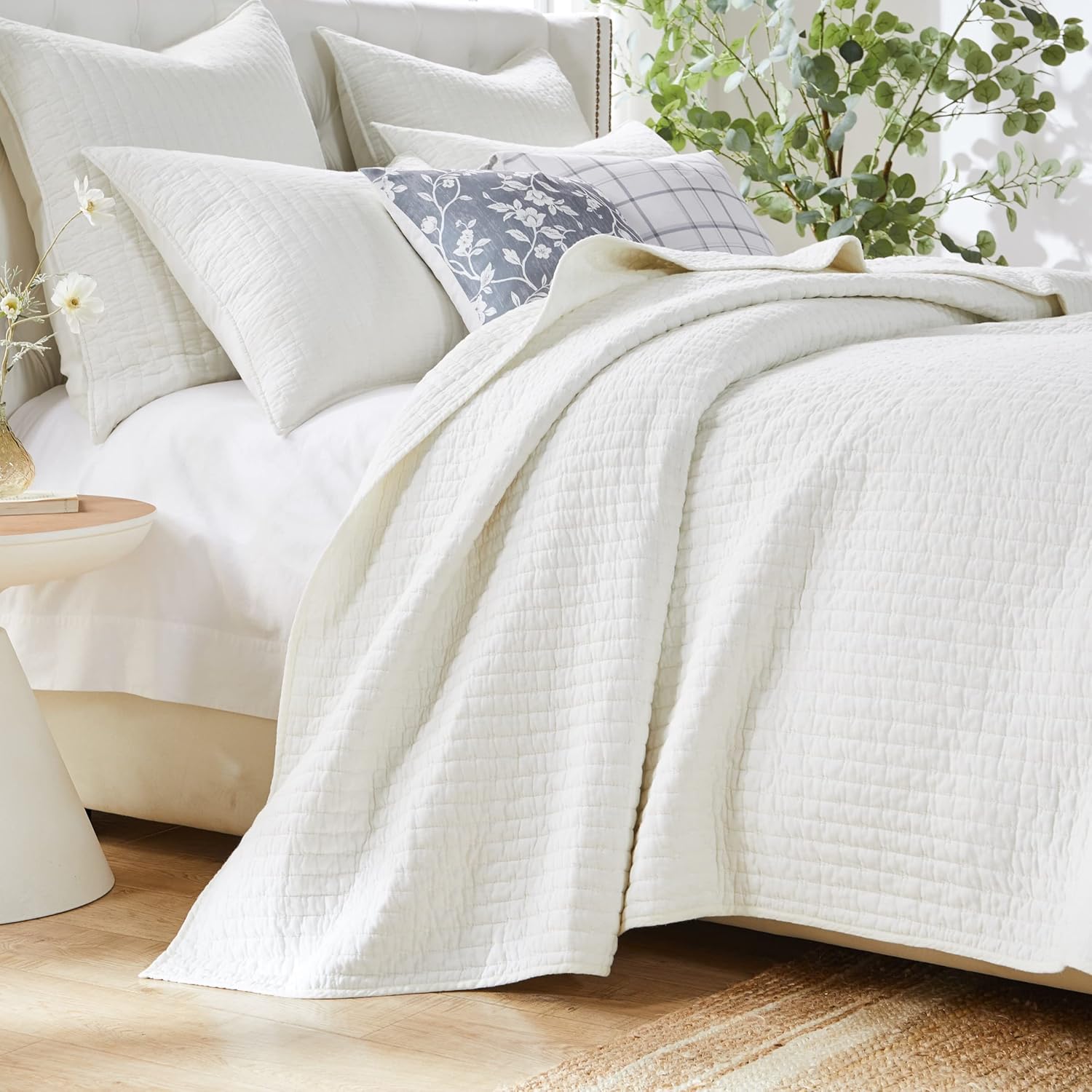 Greenland Home Textured Bedding Set Twin XL Antique White