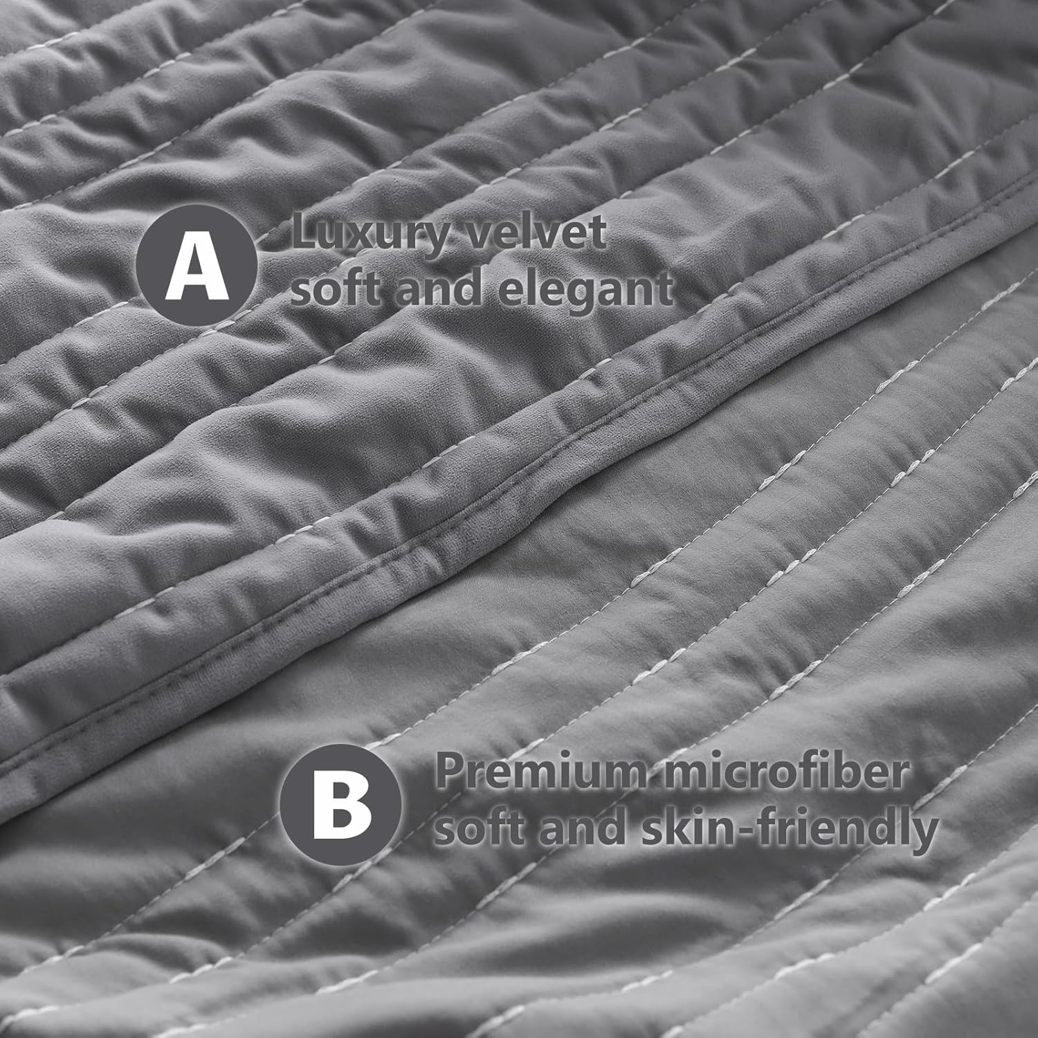KASENTEX Velvet Quilt Set 3 Piece Oversize King 1