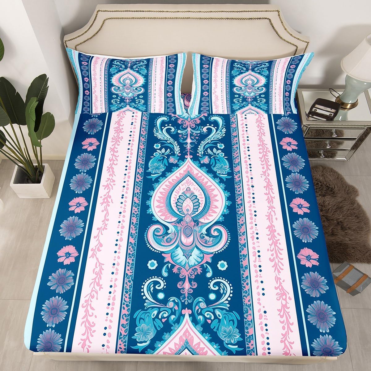 Erosebridal Lavender Paisley Twin Sheet Set