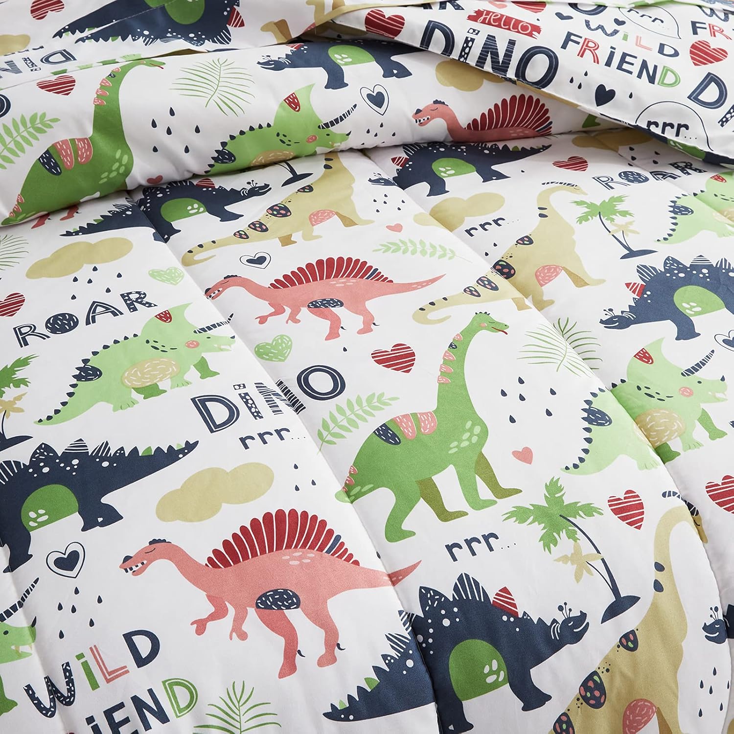 Joyreap 7-Piece Queen Bed in a Bag with Dinosaur Print