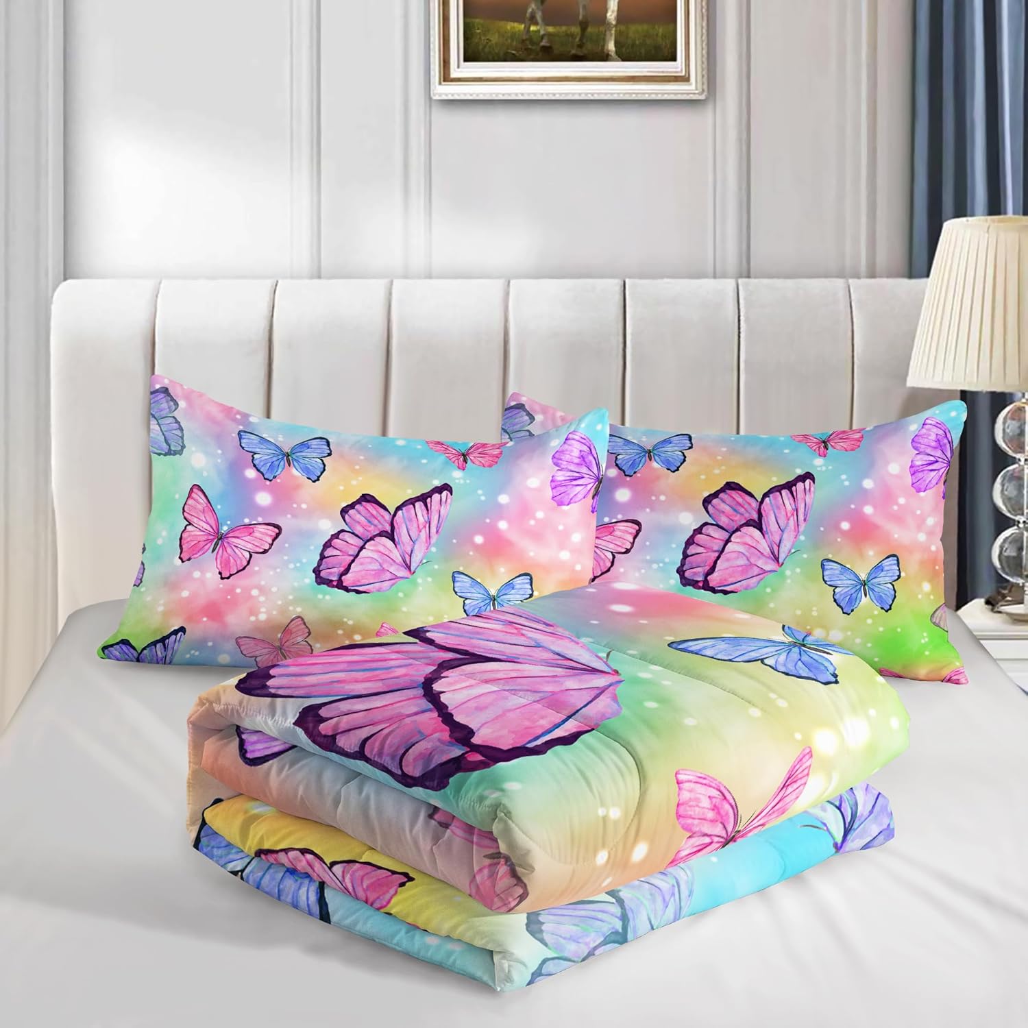 Smell Sunshine Watercolor Butterfly Comforter Set