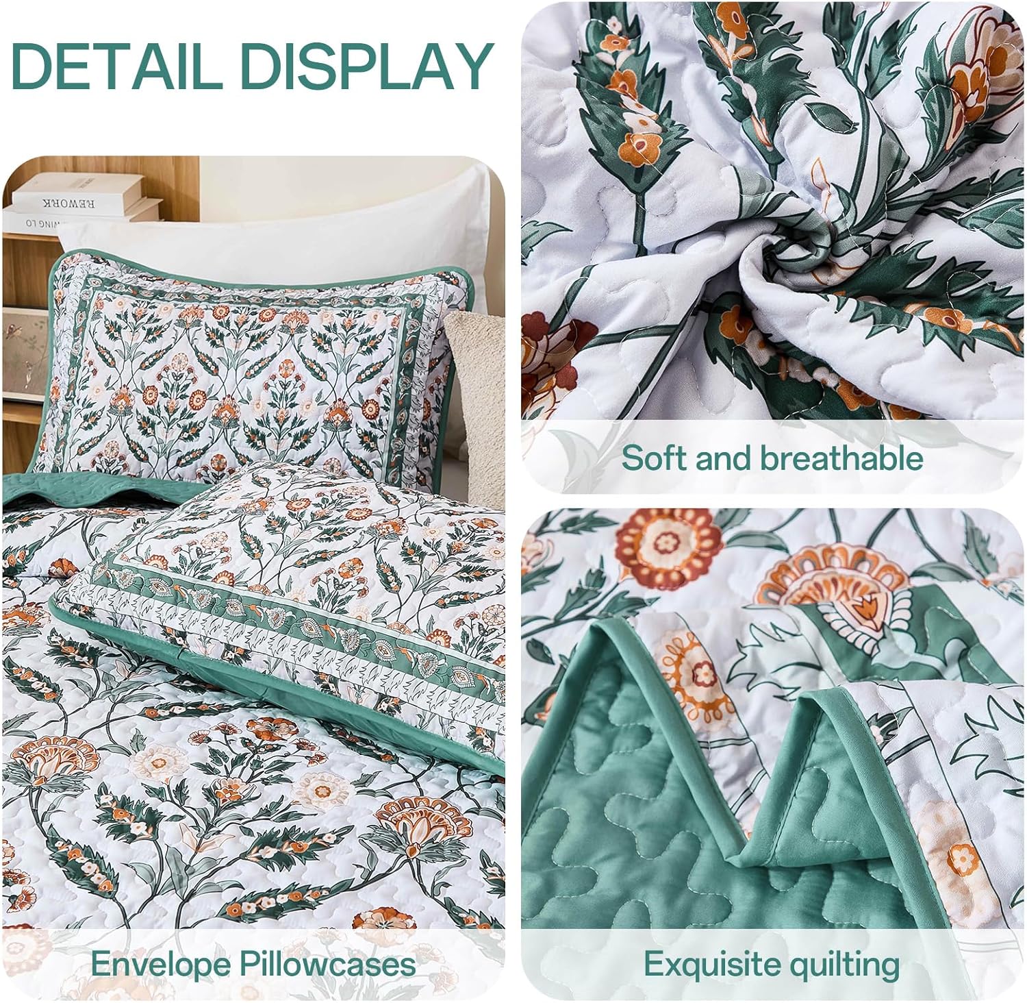 DJY King Size Quilt Set with 2 Pillowcases 1