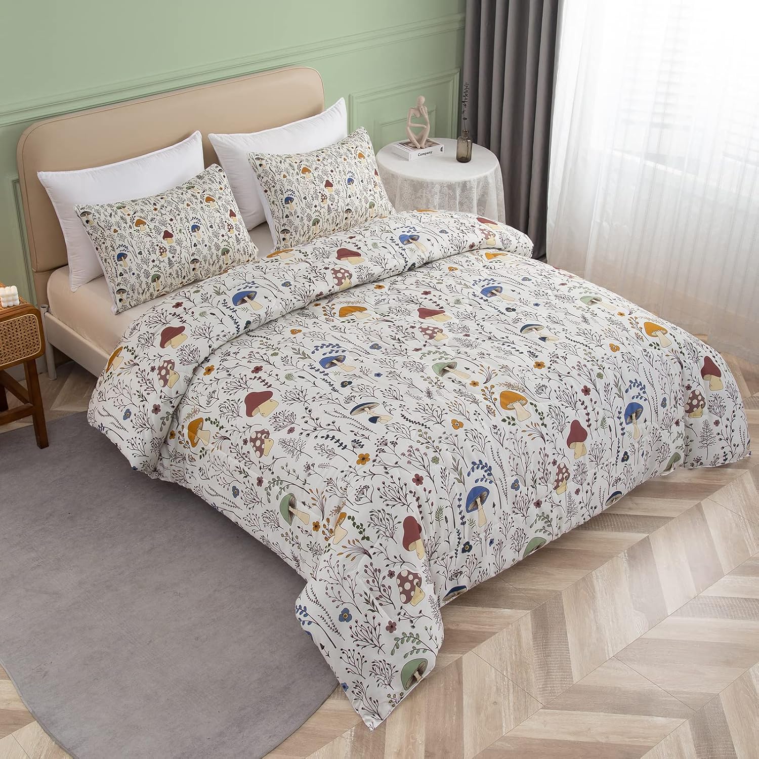 SOULZZZ Mushroom Comforter Set 3 Piece Cream 1