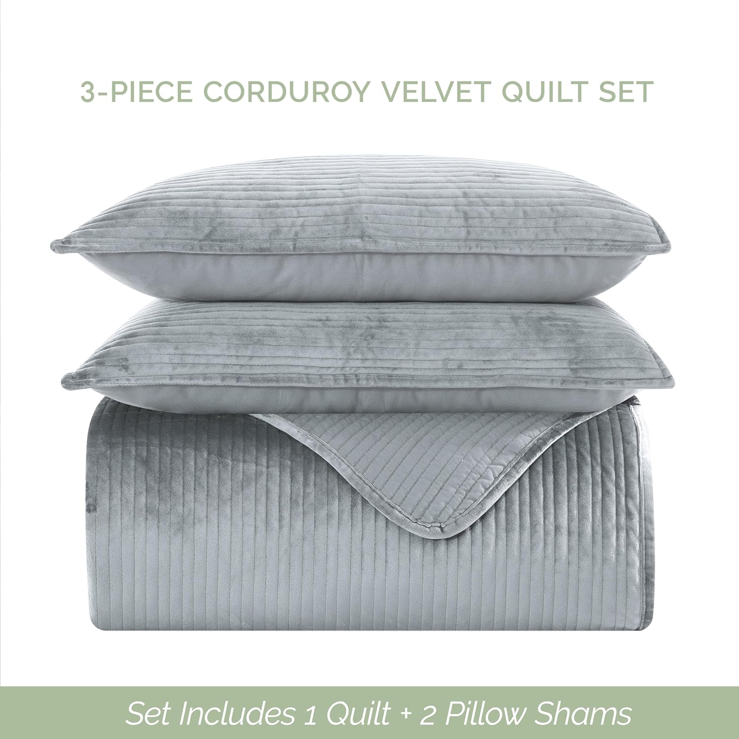 Elegant Comfort Luxury 3-Piece Velvet Quilt Set