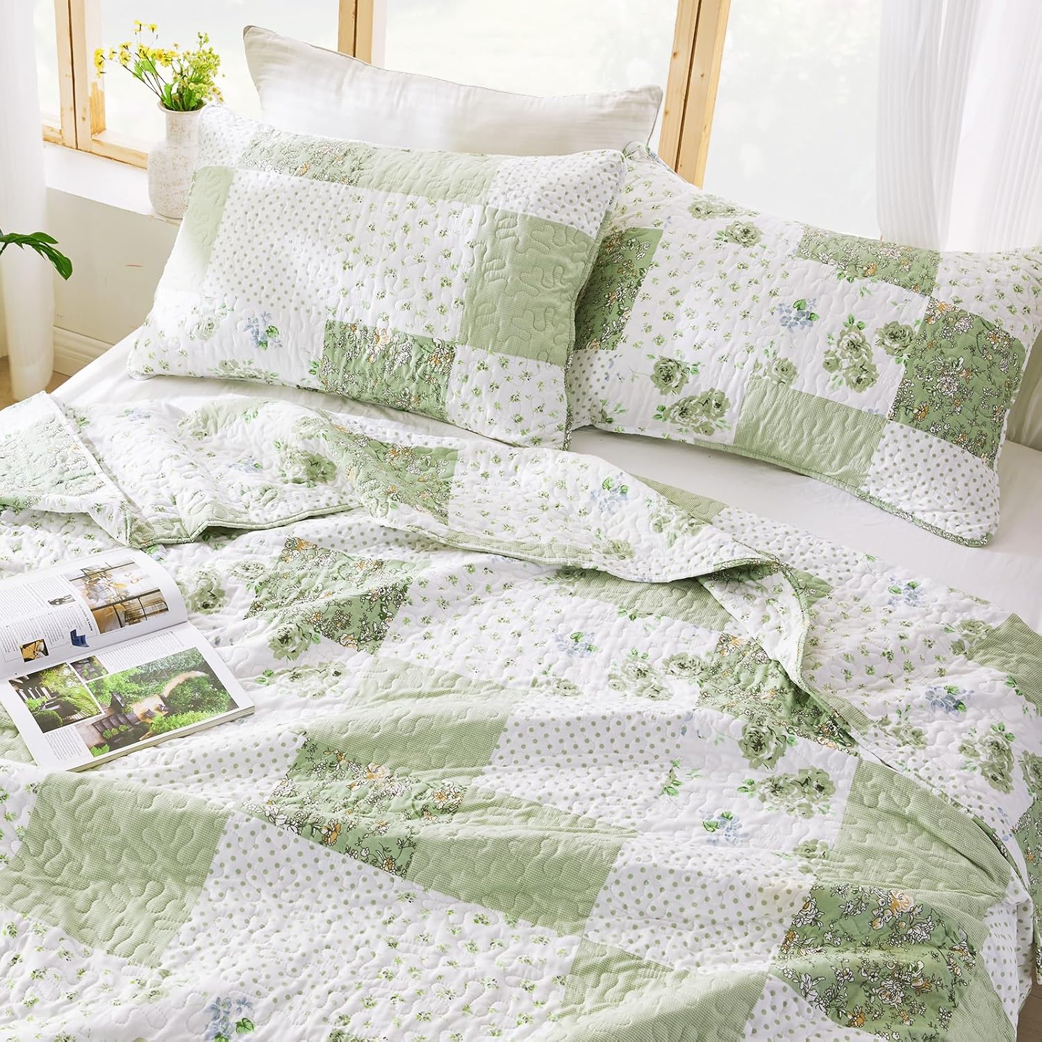 VIVILINEN Oversized King Size Reversible Quilt Set