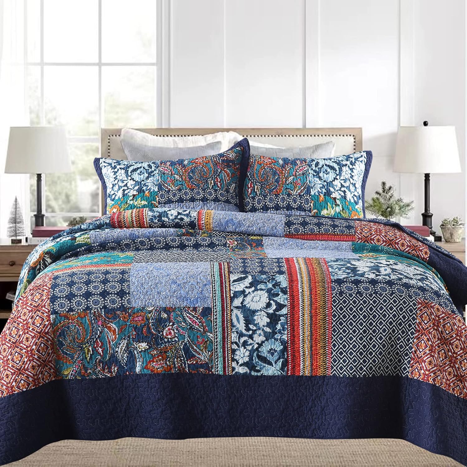 Yvooxny Reversible California King Quilt Set 1