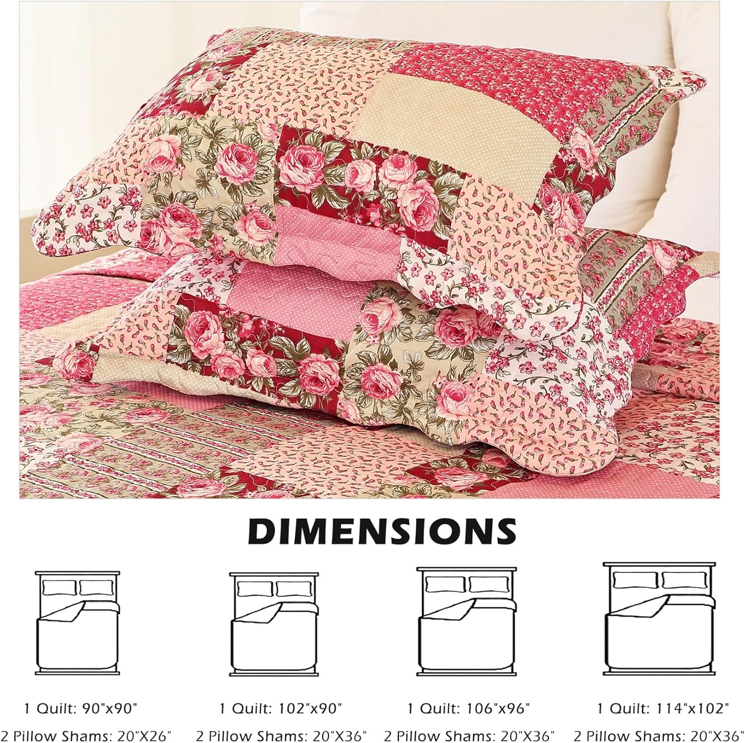 Cmfshape Summer Floral Oversize King Quilt Set