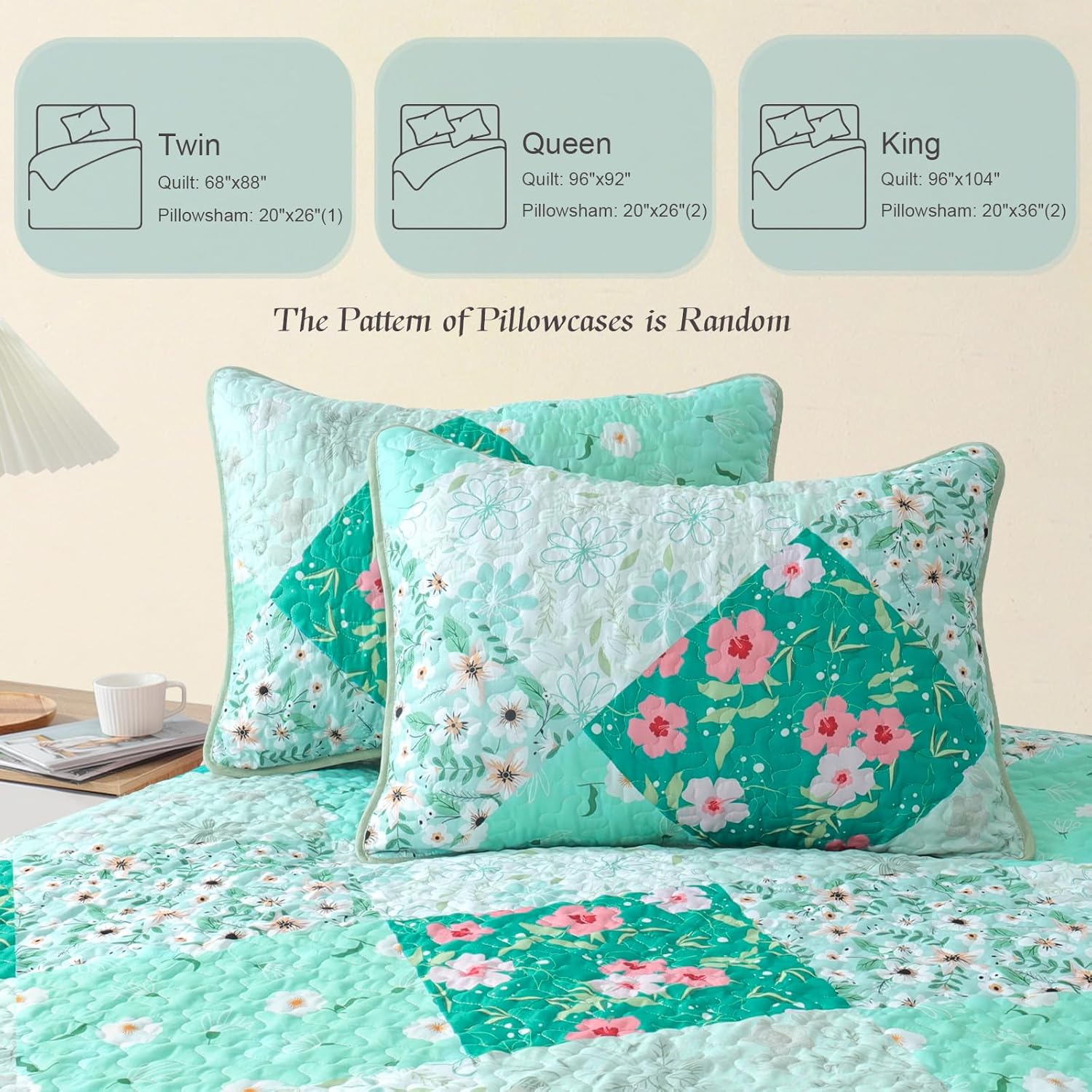 Whale Flotilla Light Green Reversible Quilt Set Twin Size