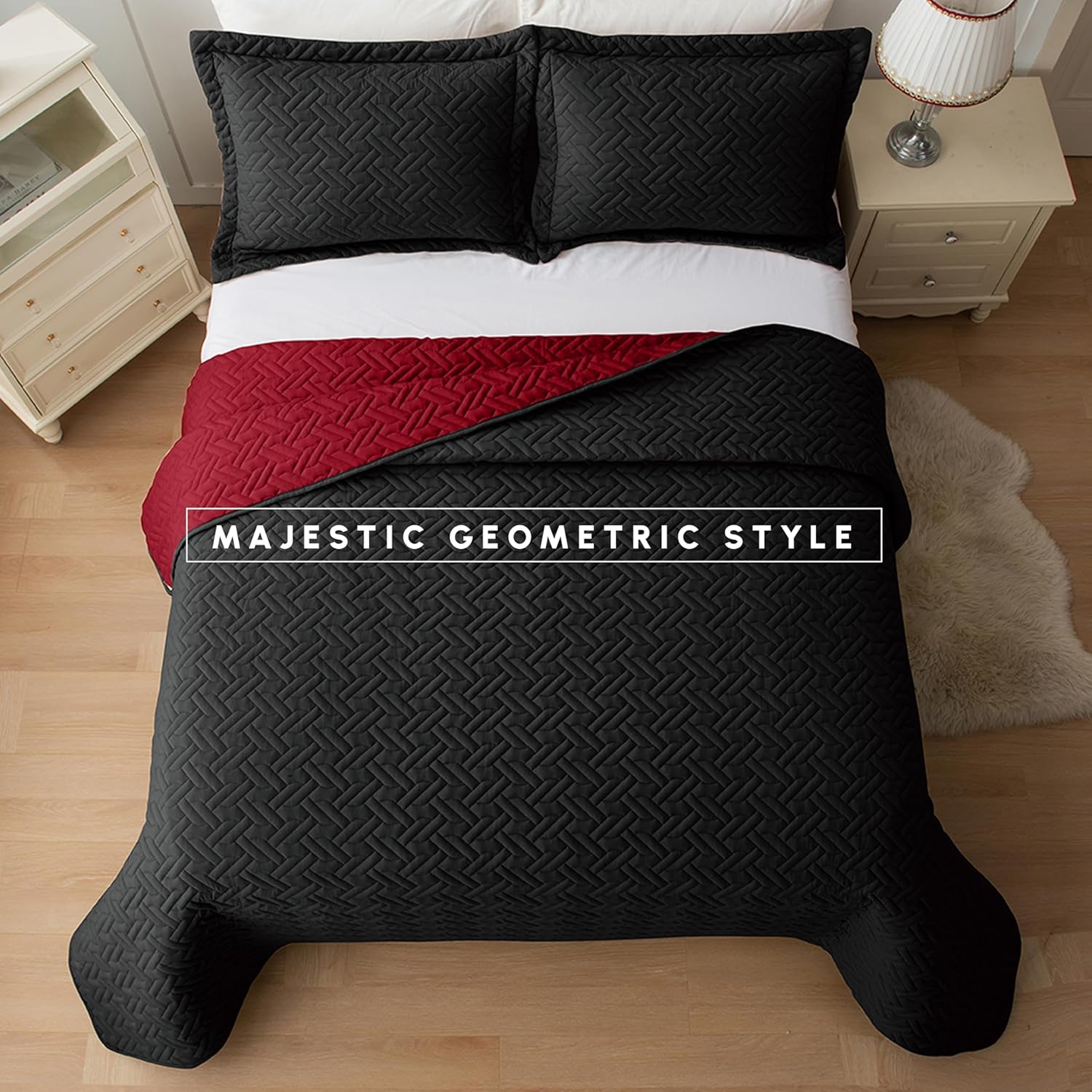 Elegant Comfort Reversible Quilt Set Twin XL 3-Piece