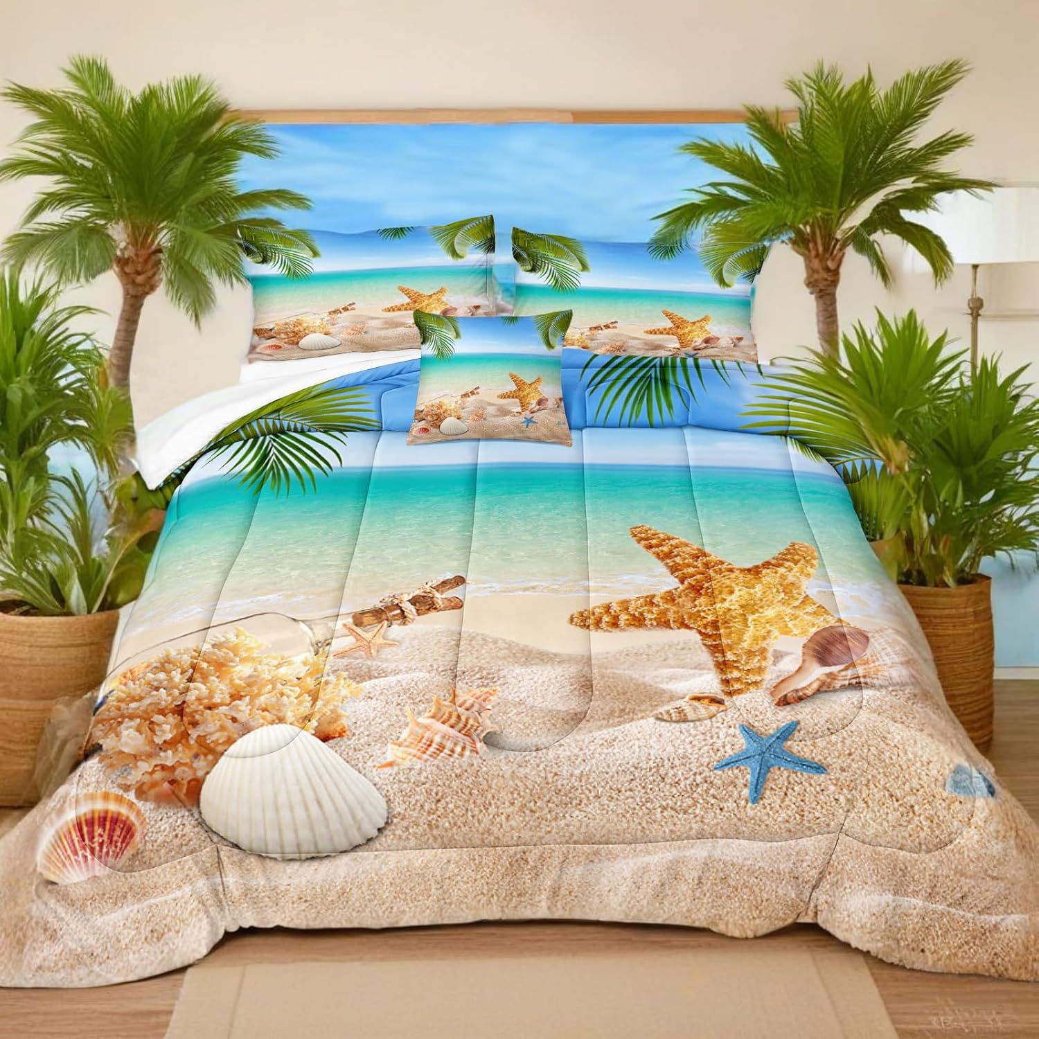MOVE OVER 4 Piece King Size Beachy Comforter Set