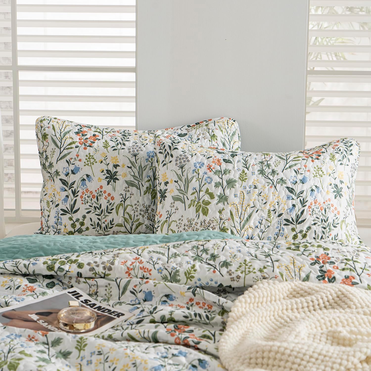 BUPIRD Floral Quilt Set King 3 Pieces
