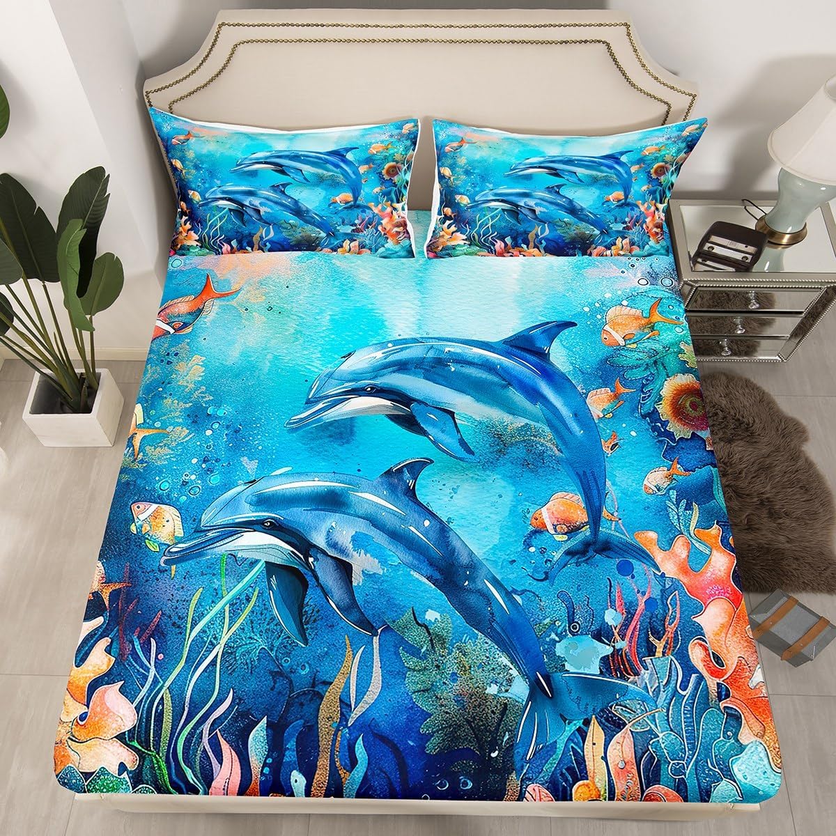 Feelyou Dolphin Bed Sheet Set for Kids