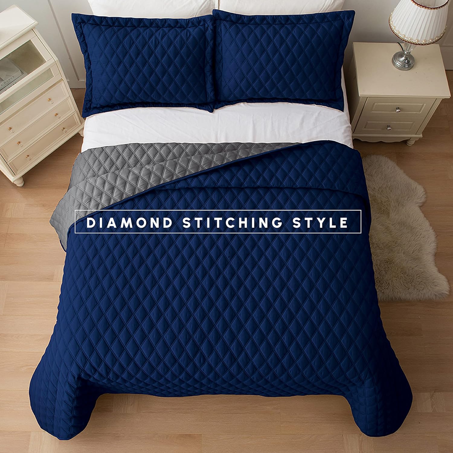 Elegant Comfort 3-Piece Reversible Quilt Set