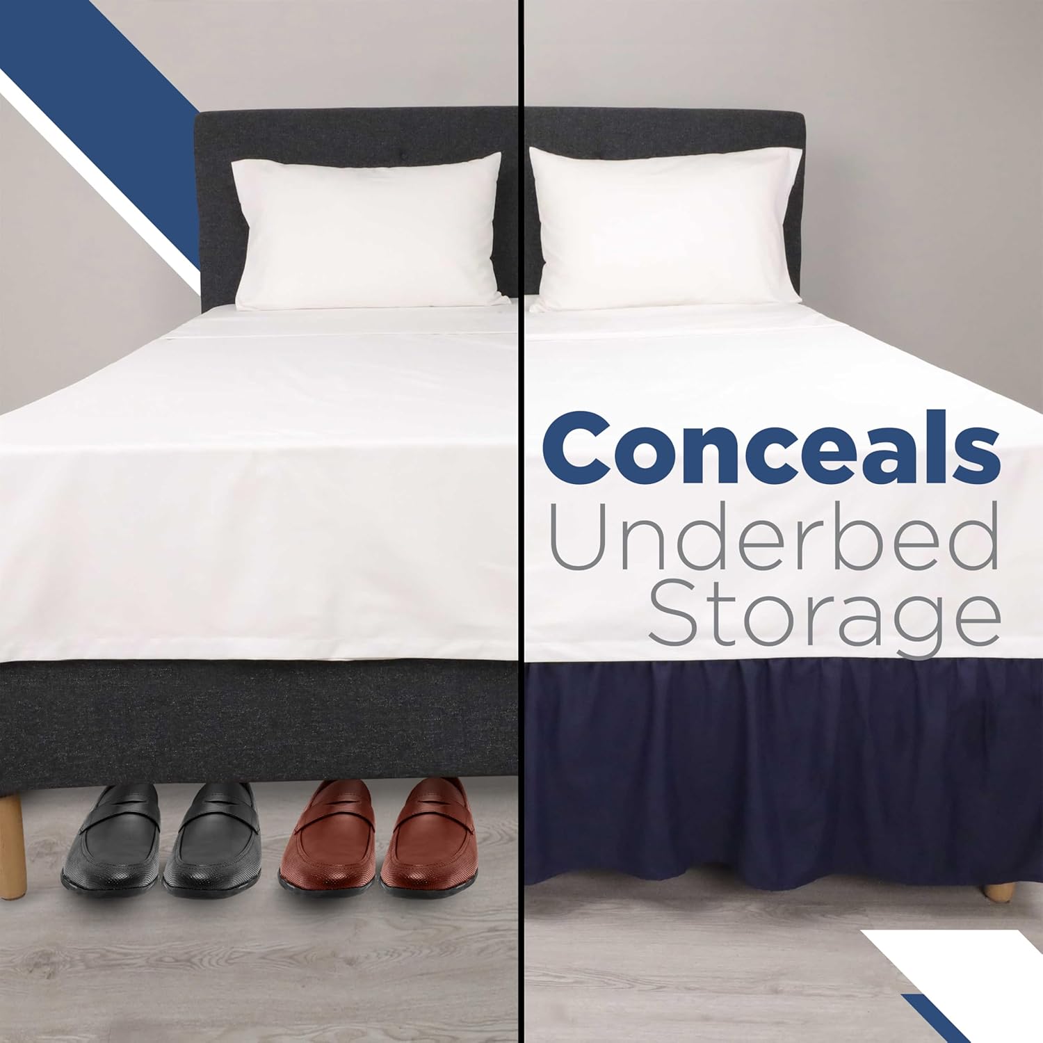 Martex Navy Full Ruffle Bed Skirt 15 Inch Drop