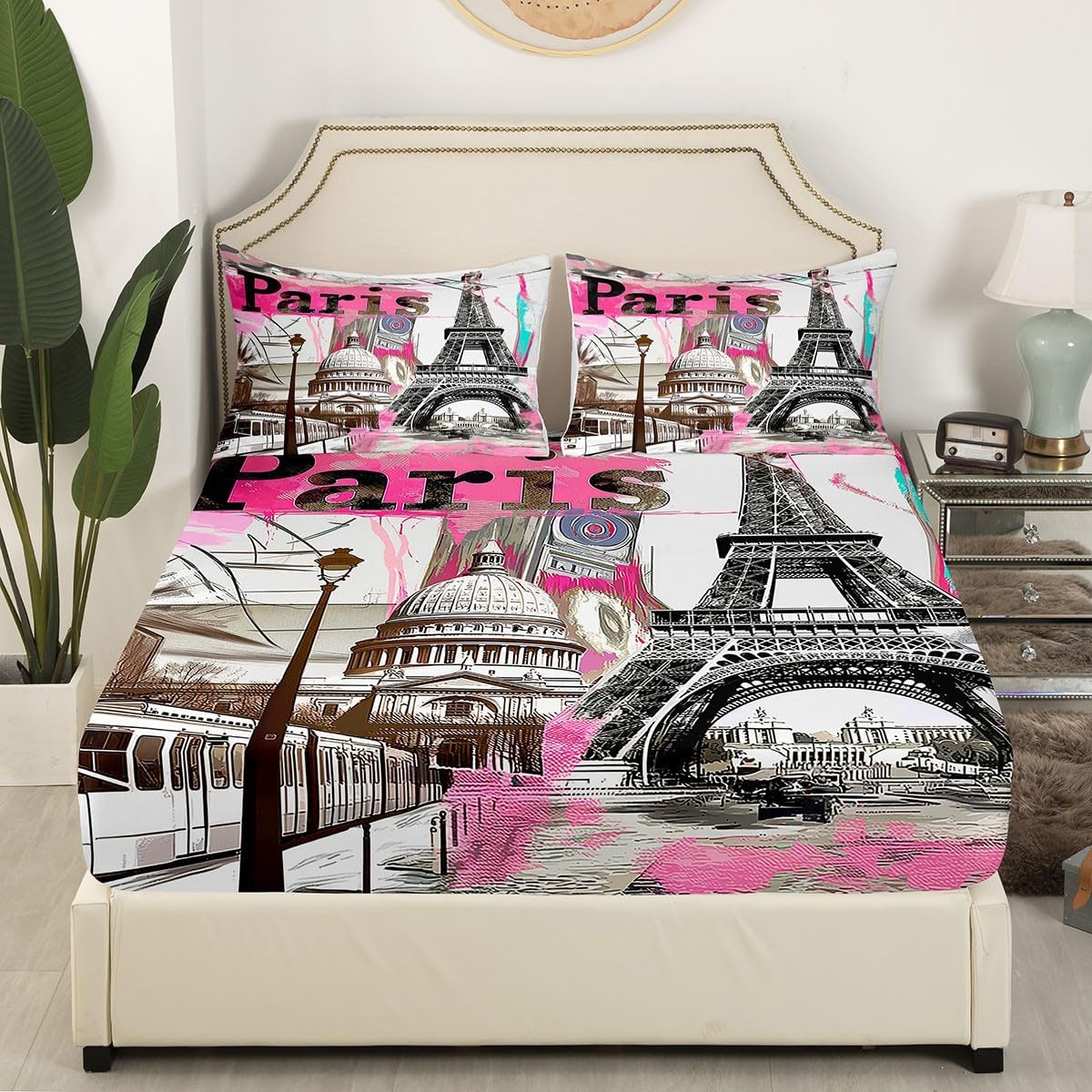 Manfei Eiffel Tower Kids Fitted Sheet Set
