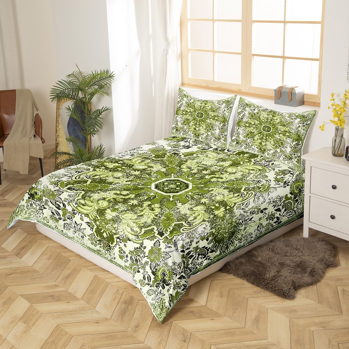 Erosebridal Queen Size Floral Duvet Cover Set
