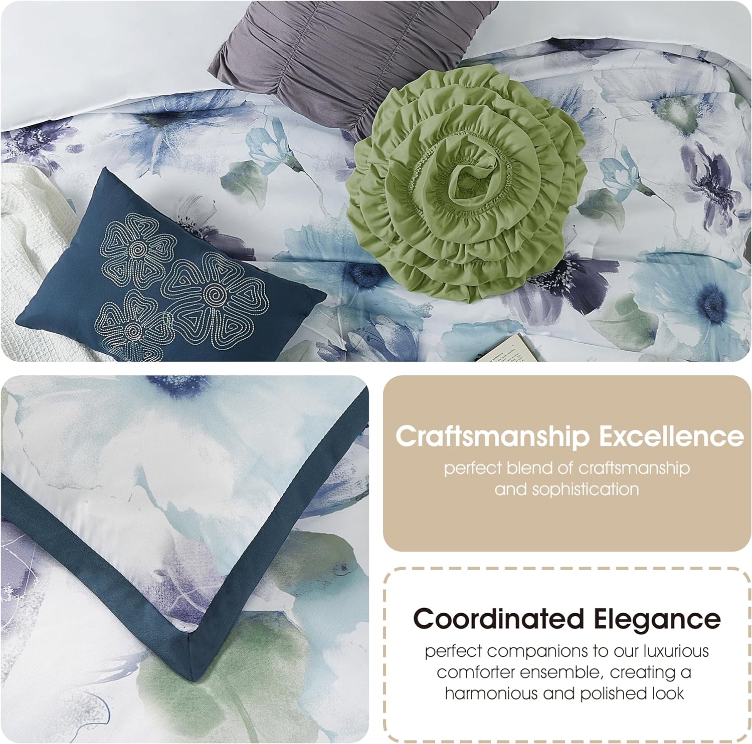 Grand Avenue Blue Purple Comforter Set 7 Piece