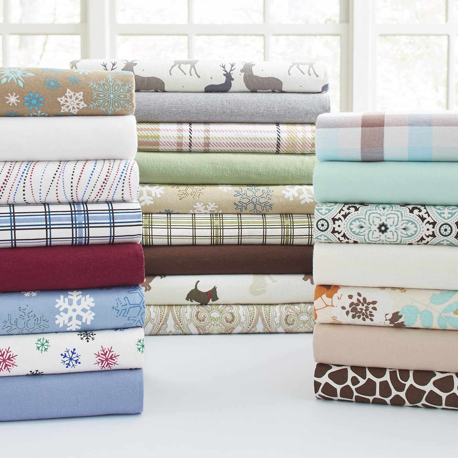 Pointehaven Heavy Weight Flannel Sheet Set Twin XL Snow Flakes Cozy
