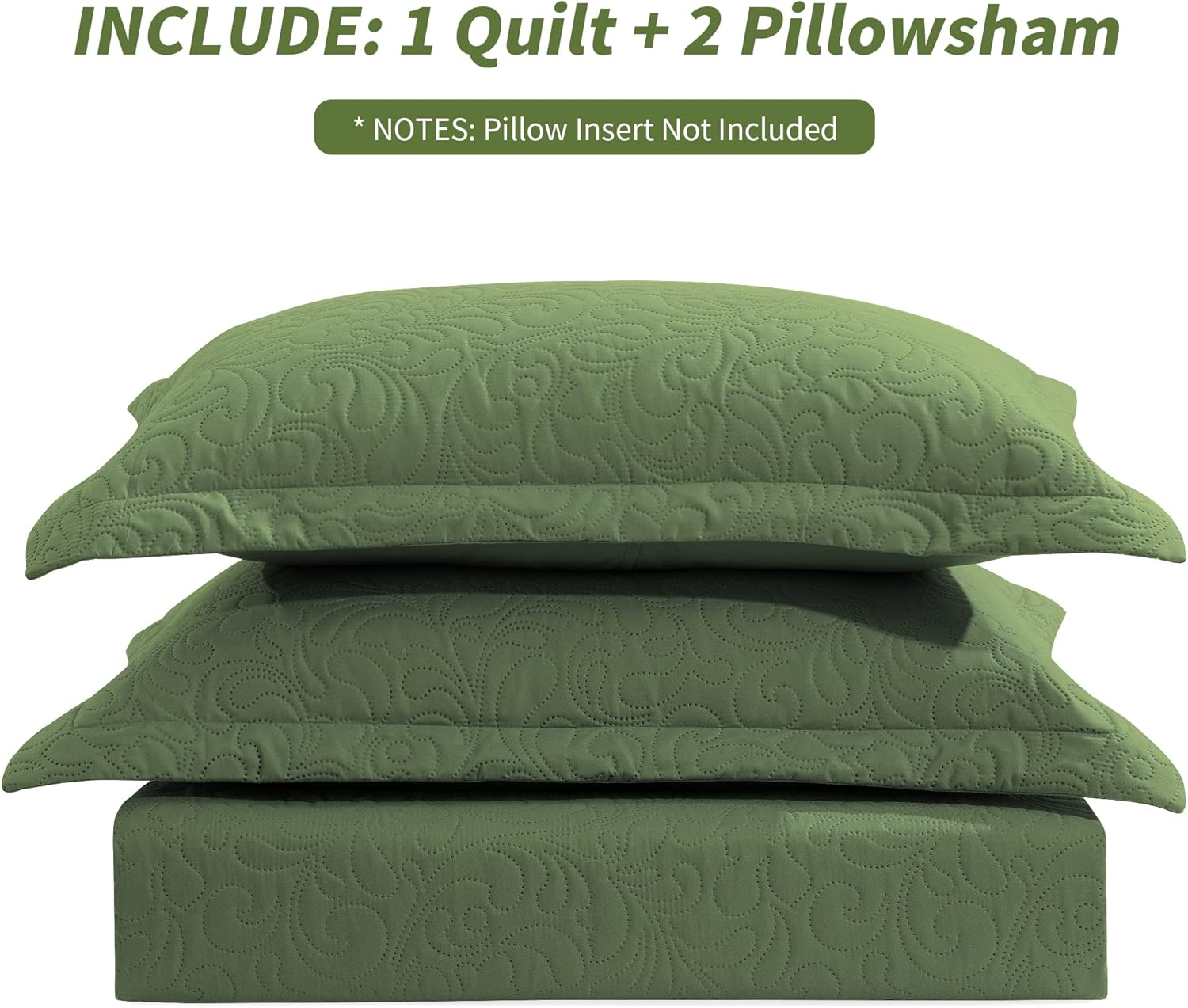 HOMBYS Alaska King 132x120 Bedspread Coverlet Set Olive Green