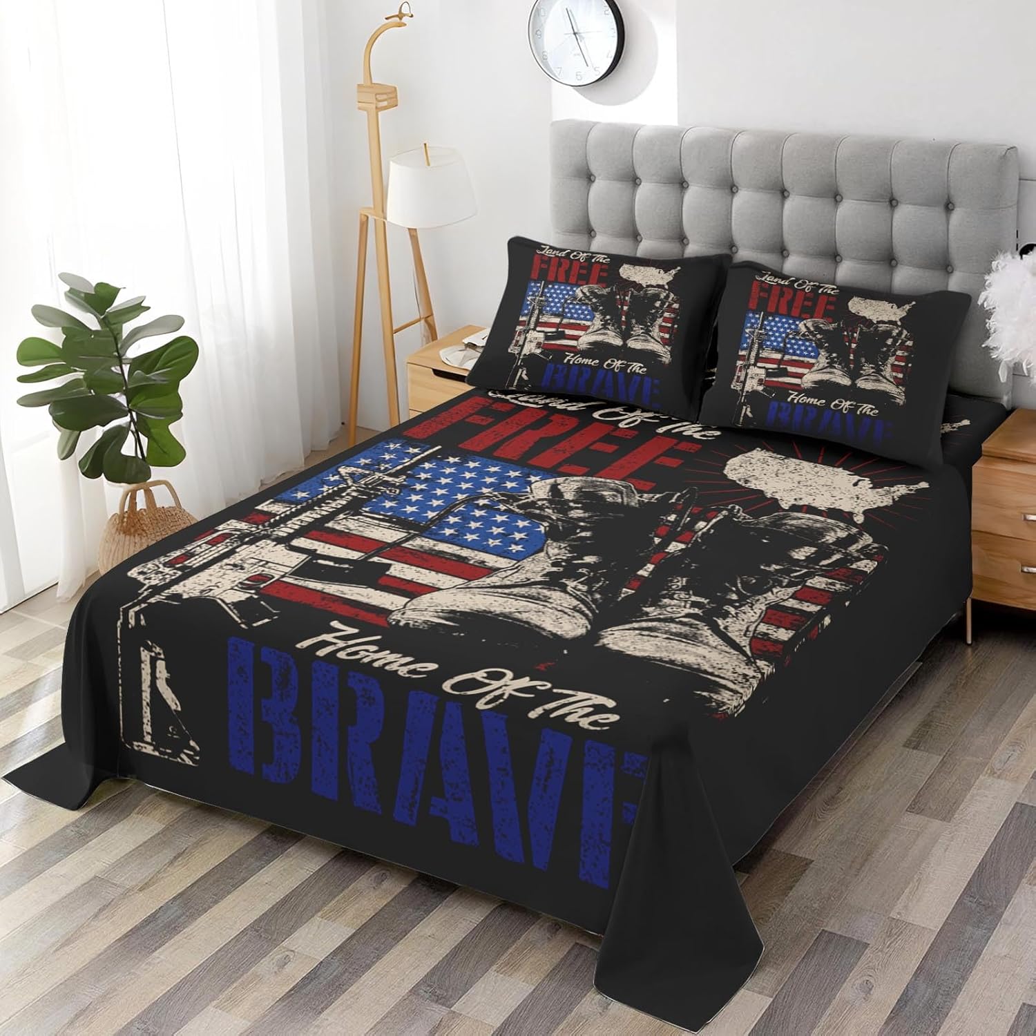 Pamnest King Size Bed Sheet Set with American Flag Design 1