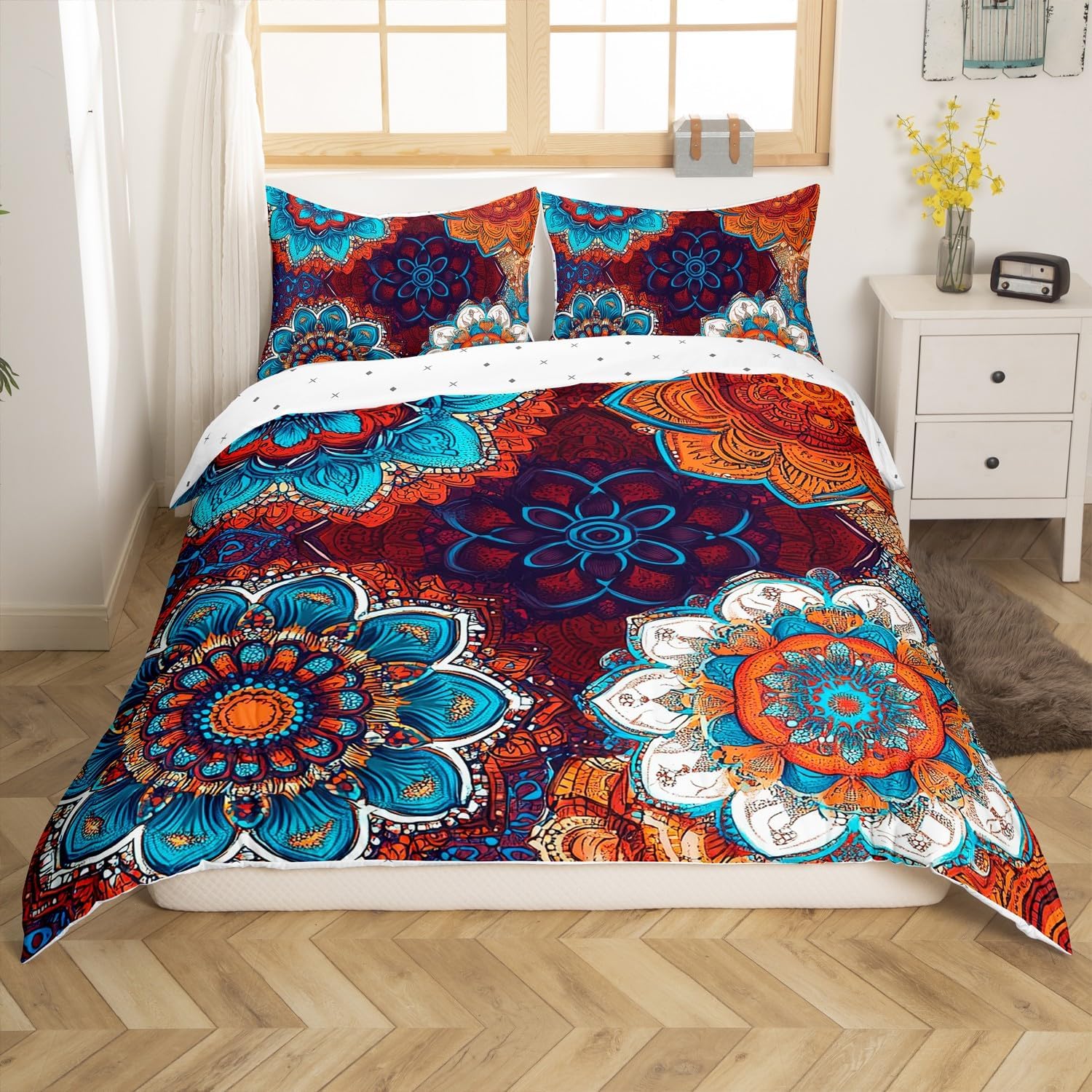 Erosebridal Boho Flower Duvet Cover Set Full Size