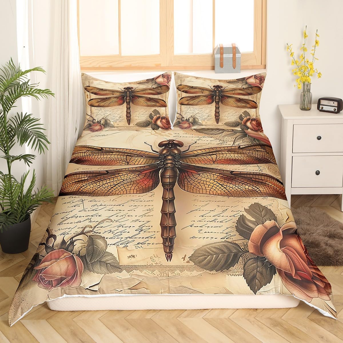Manfei Dragonfly Duvet Cover Set Twin Size