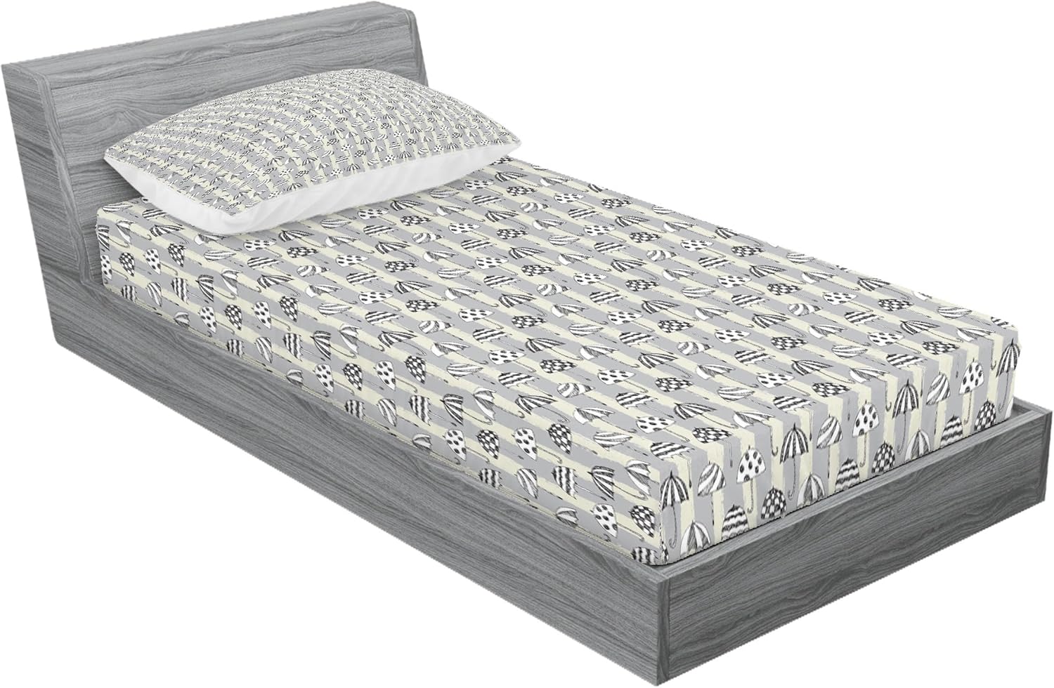 Ambesonne Rainy Weather Striped Sheet Pillow Sham Set TwinXL Pale Grey and Eggshell