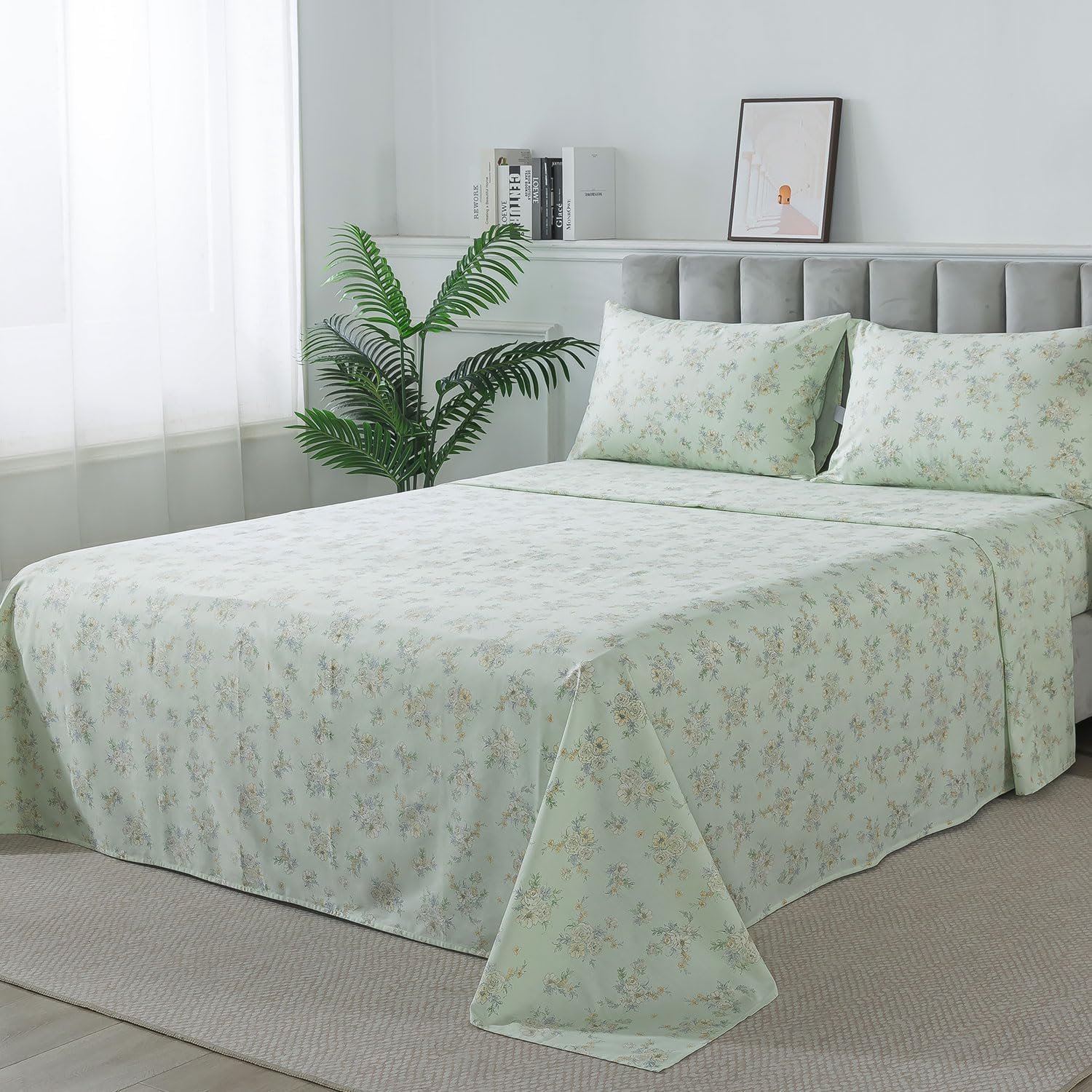 FADFAY Twin XL Floral Bed Sheet Set 4Pc