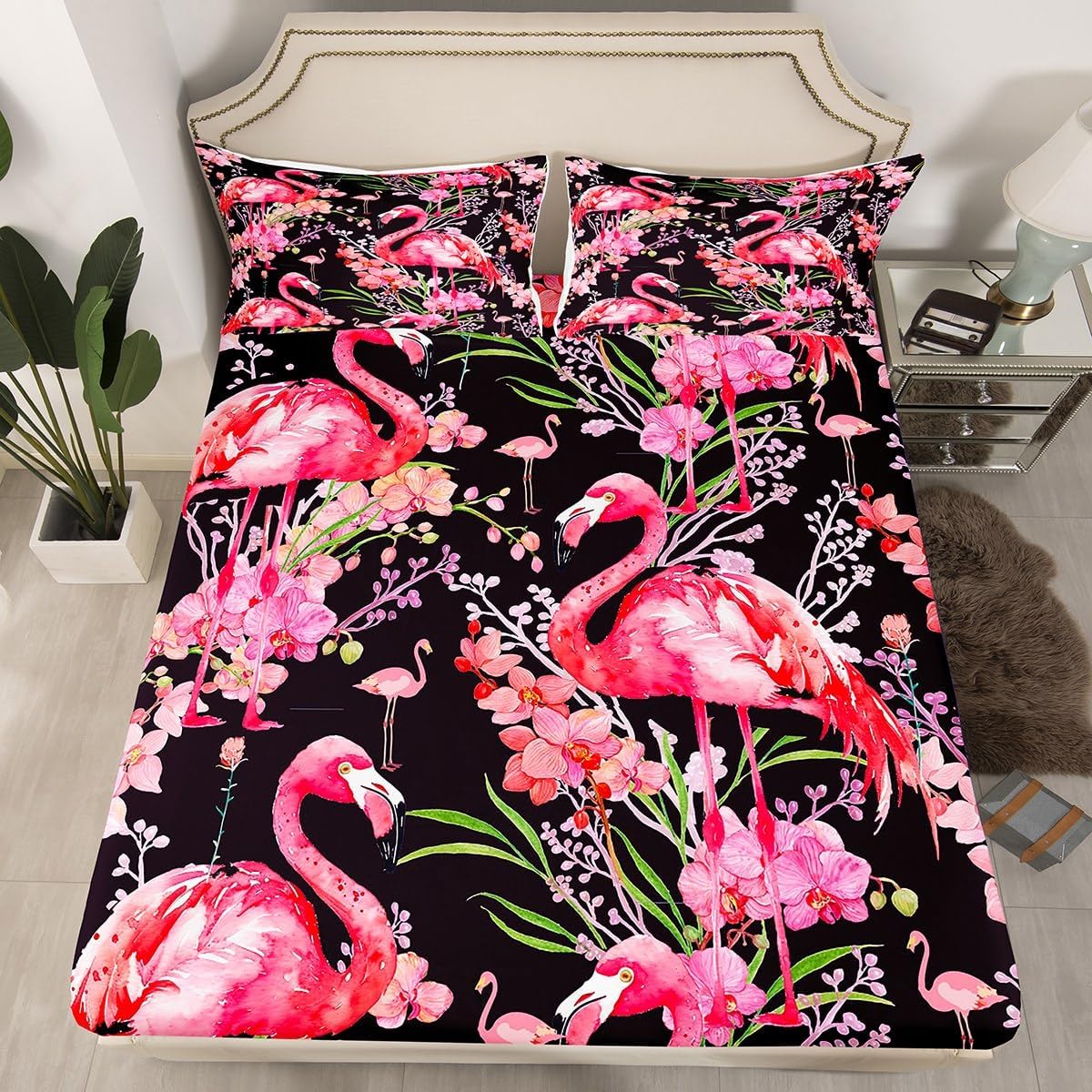Feelyou Pink Flamingo King Size Sheet Set 1
