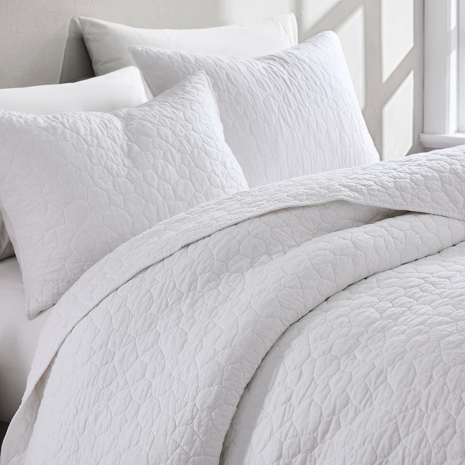 RSHARE 100 Cotton Quilt Bedding Set Twin White