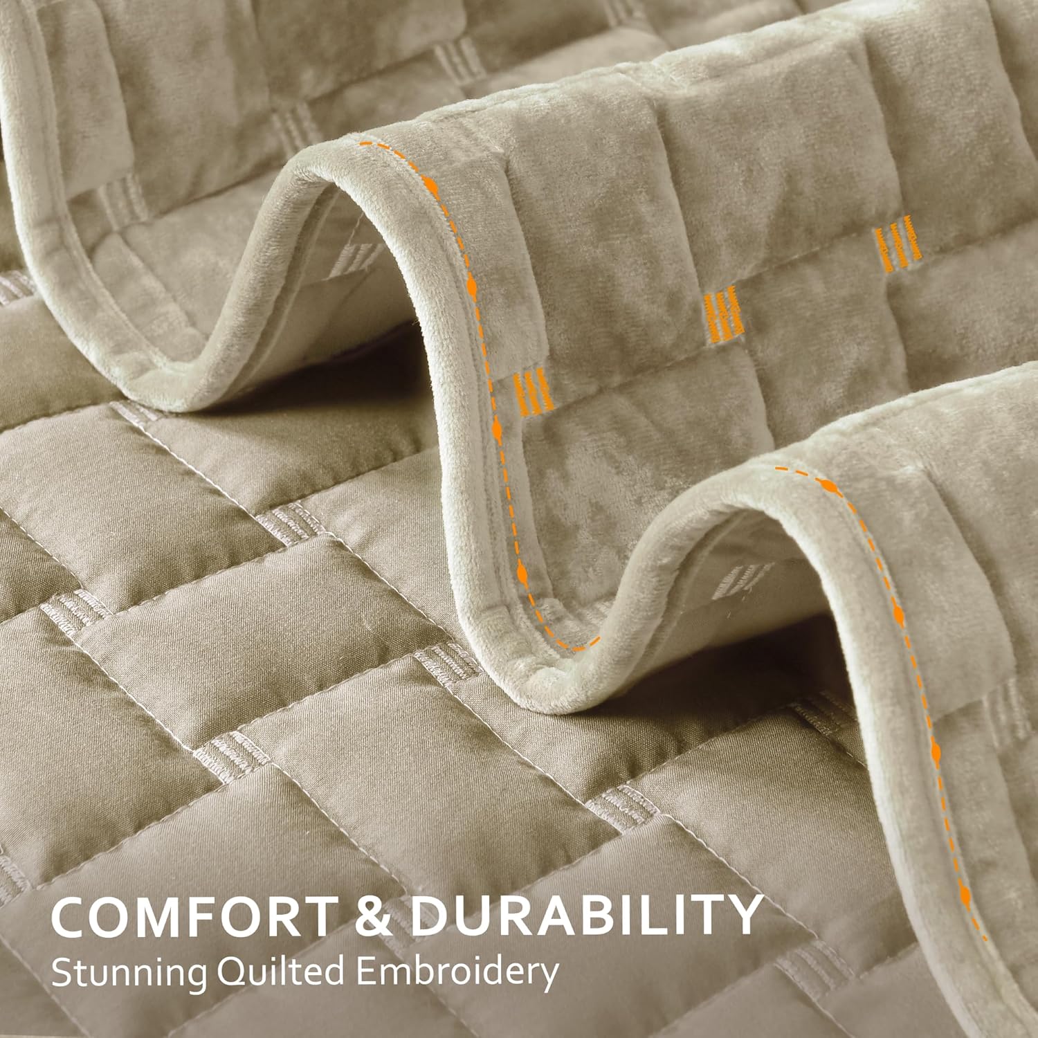 Grassix Velvet Quilt Set King Size 3 Pieces