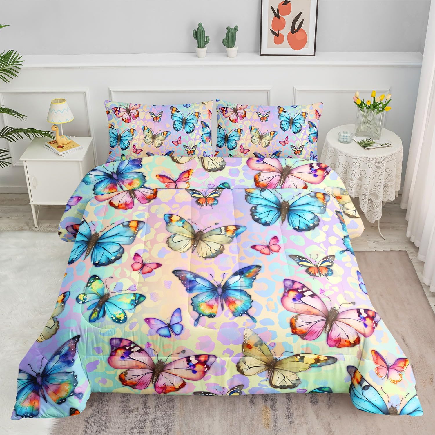 Kids Comforter Set Butterfly Pattern Twin Bedding 1