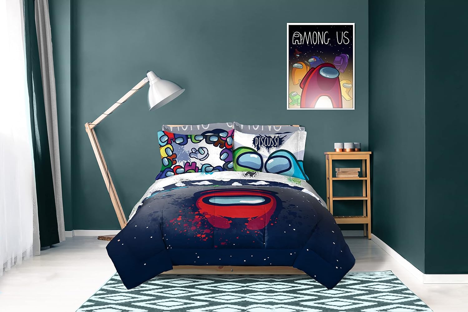 Jay Franco Among Us Space Splatter 5 Piece Queen Bed Set 1