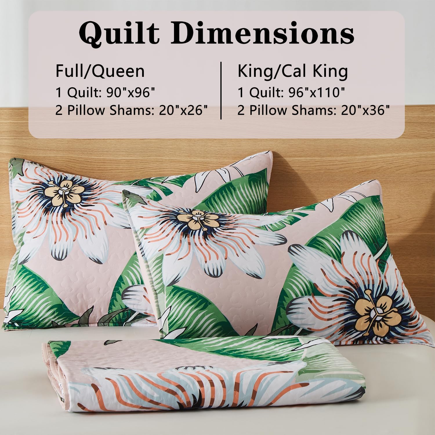 Yogeneg Queen Quilt Bedding Set With Floral Pattern