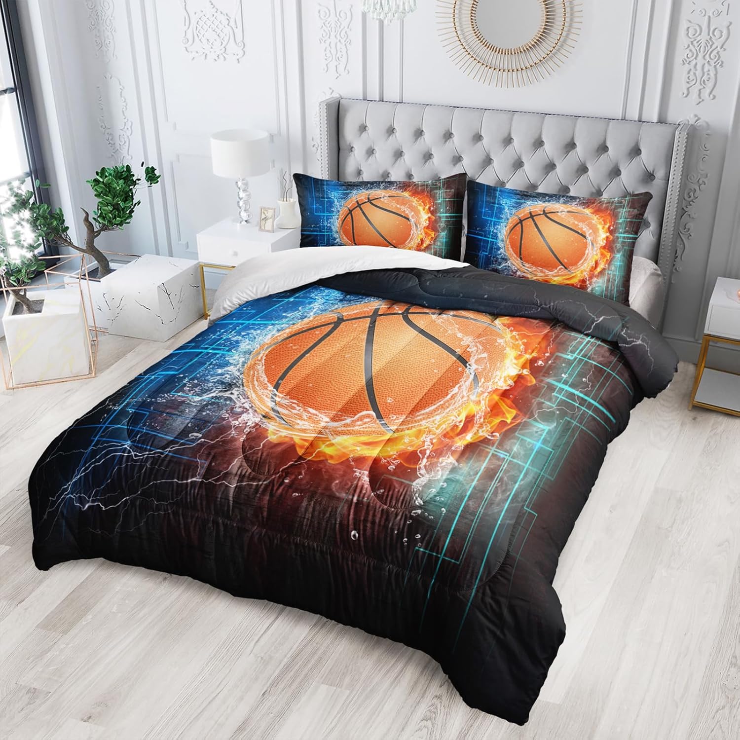 Nttopship Basketball Boys 3-Piece Comforter Set