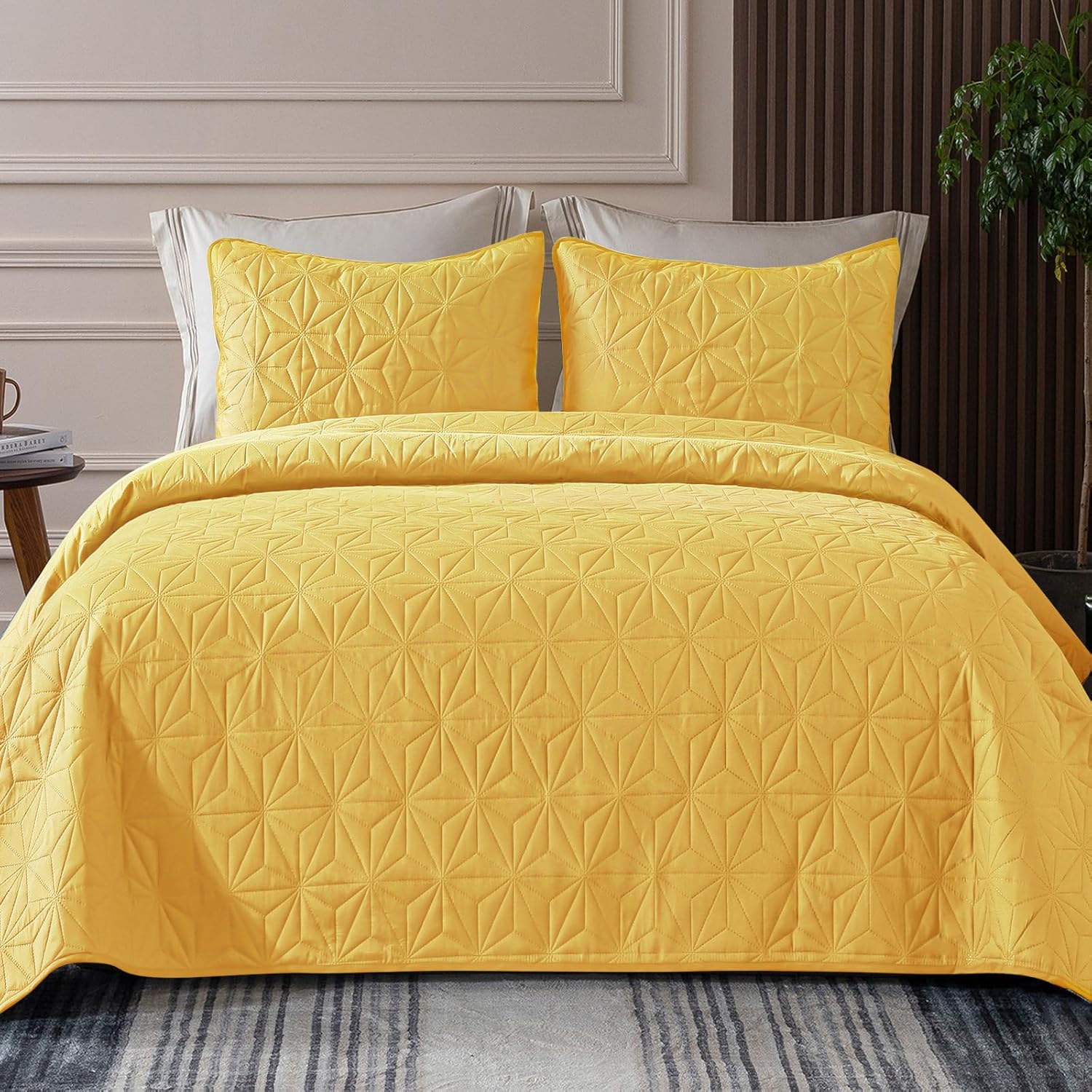 Whale Flotilla Geometric Star Twin Quilt Set