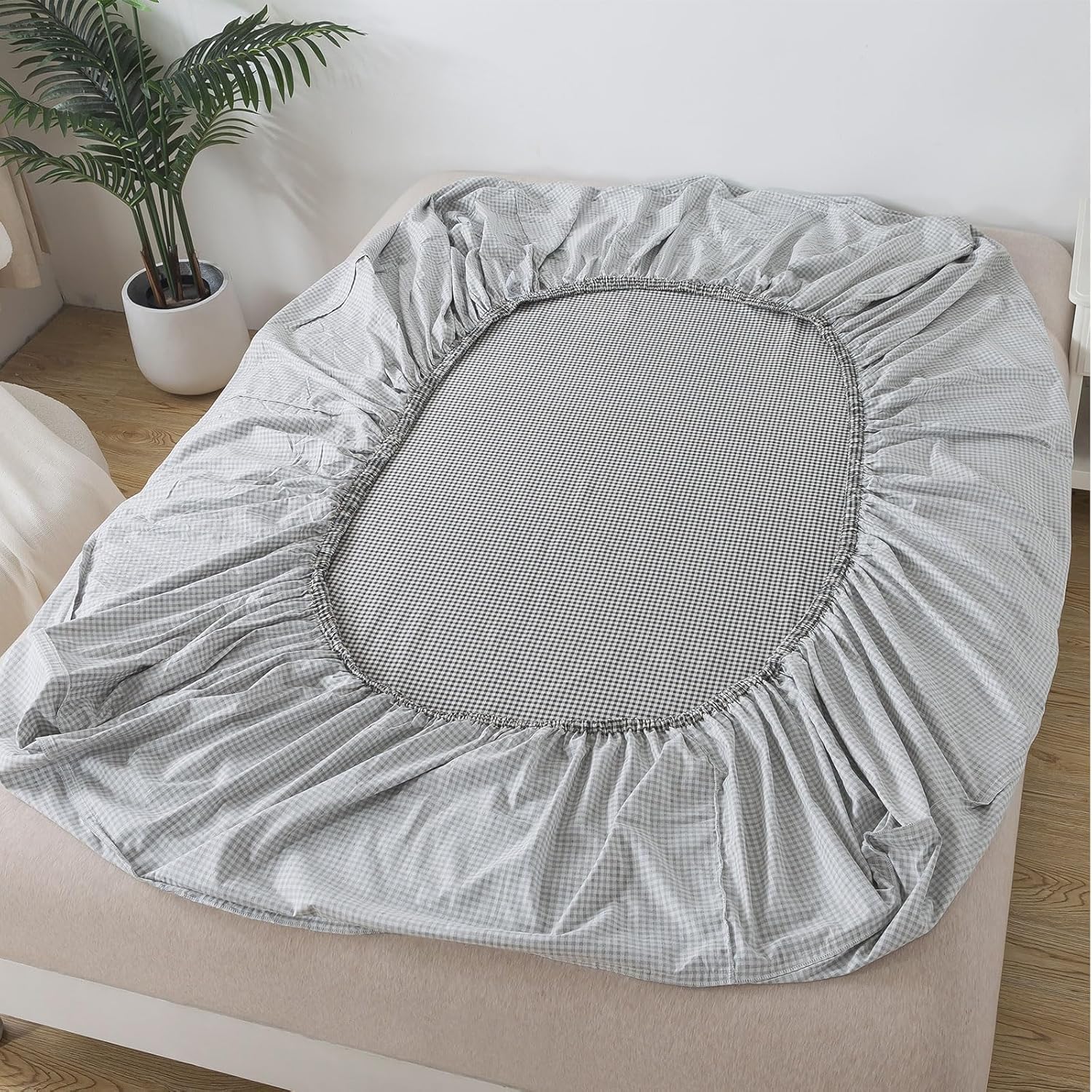 FADFAY Black Plaid Twin XL Deep Pocket Sheet Set with 2 Pillowcases
