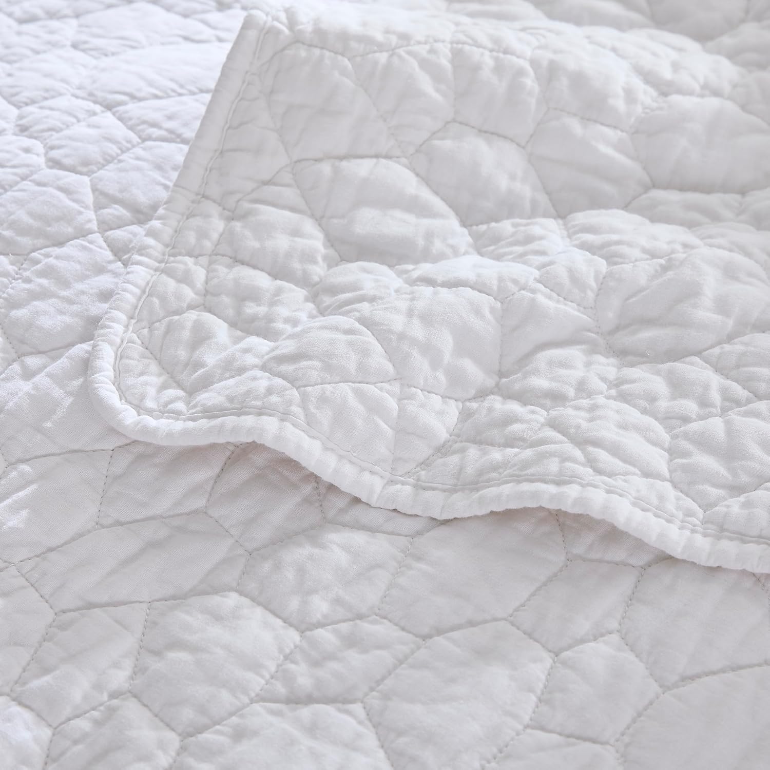 RSHARE 100 Cotton Quilt Bedding Set Twin White