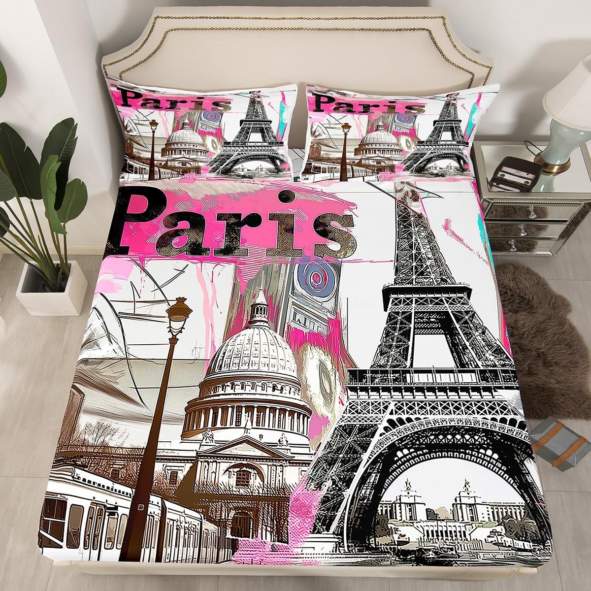 Manfei Eiffel Tower Kids Fitted Sheet Set