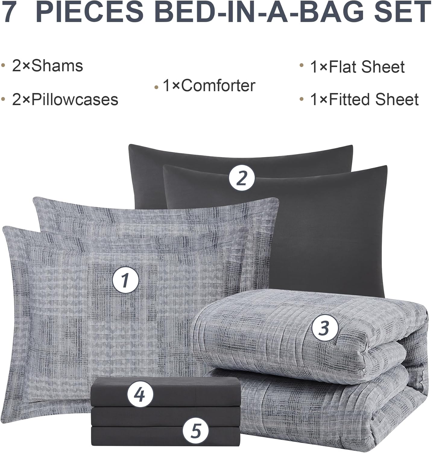 MaiRve Charcoal Grey Cal King Comforter Set