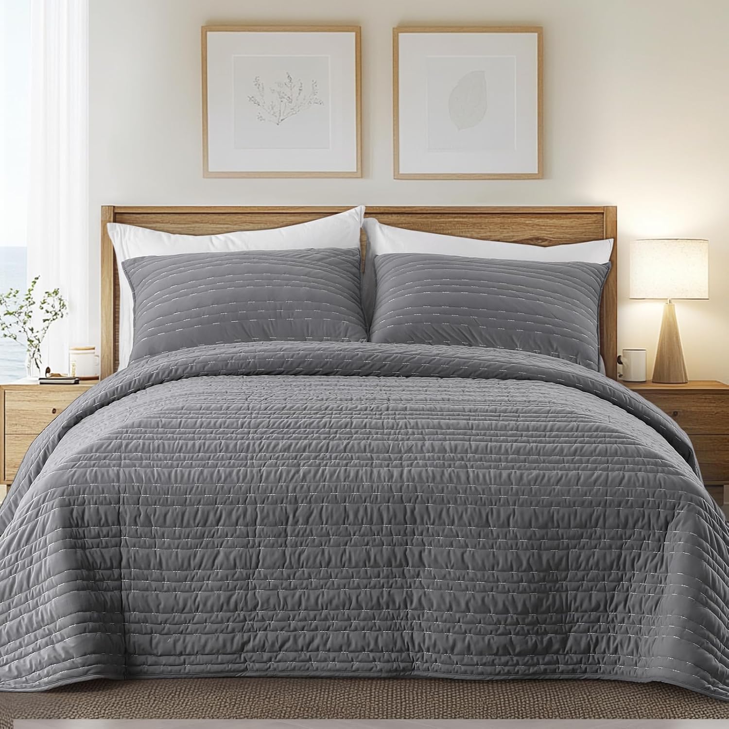 KASENTEX Velvet Quilt Set 3 Piece Oversize King 1