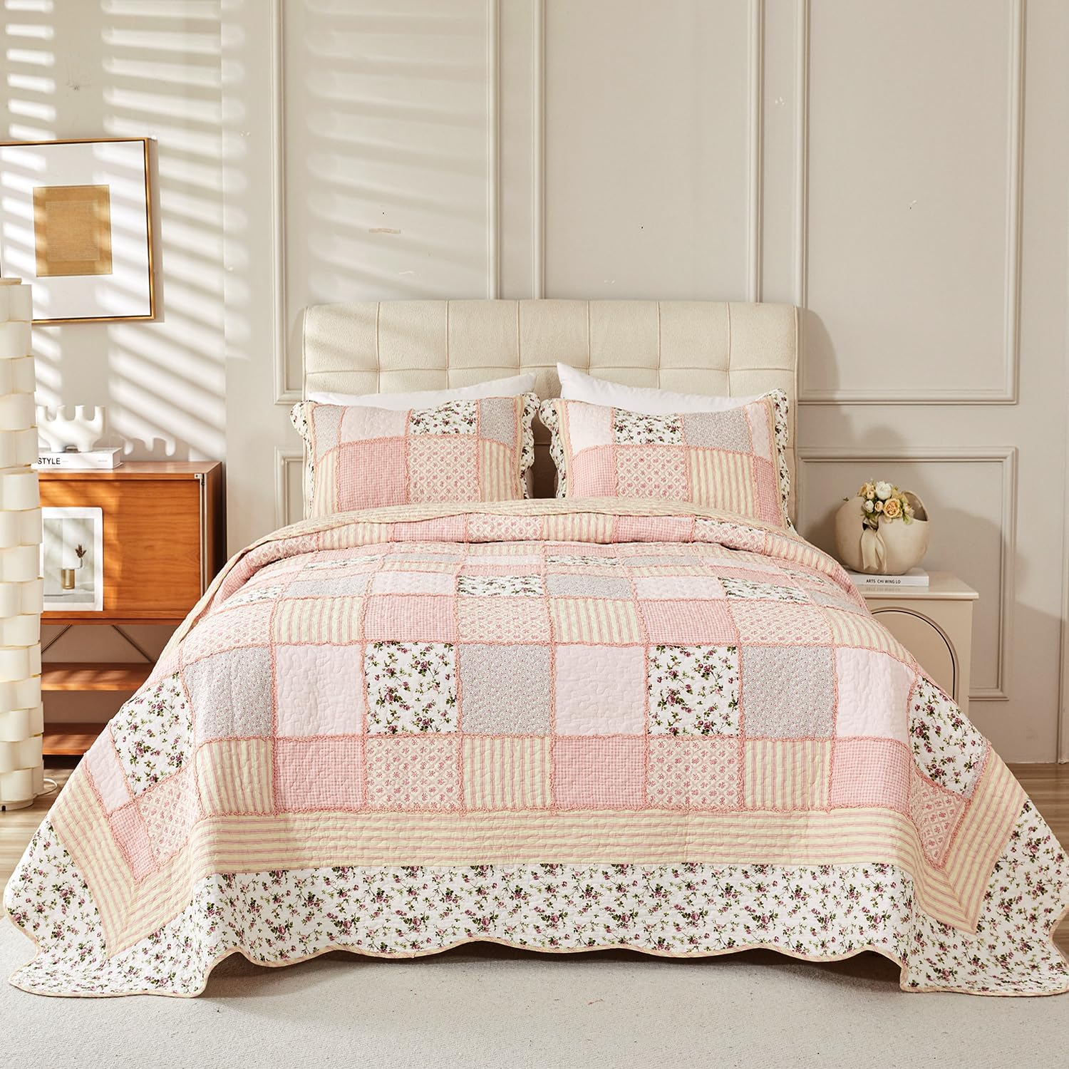 Cmfshape Floral Quilt Set with Reversible Design