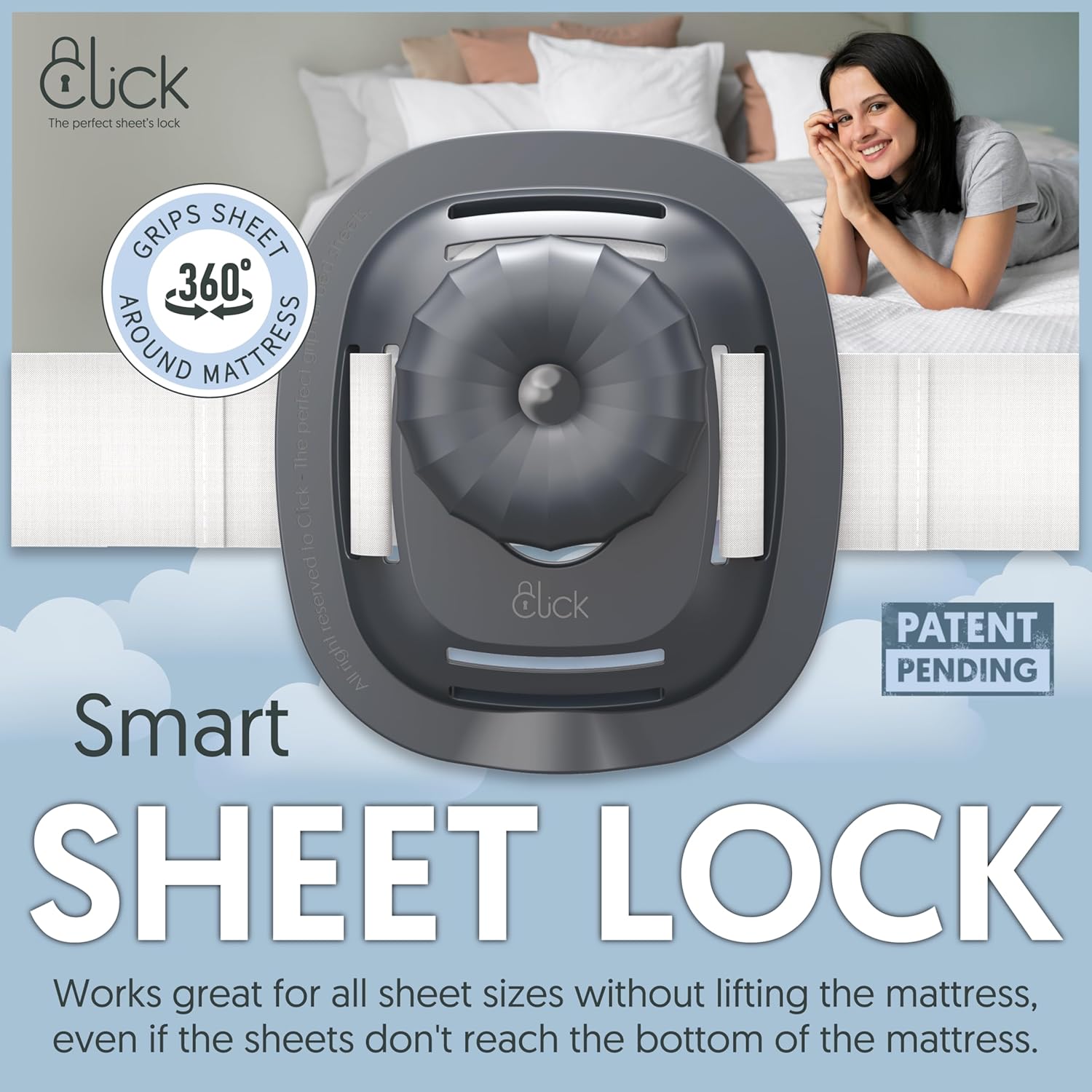 CLICK Bed Sheet Clips Straps for Adjustable Beds