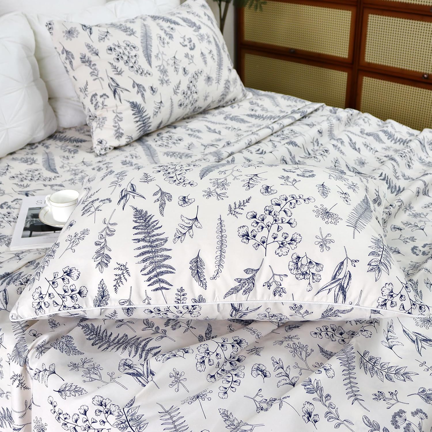 Usfivefam Floral Sheet Set King 4Pcs Soft Microfiber