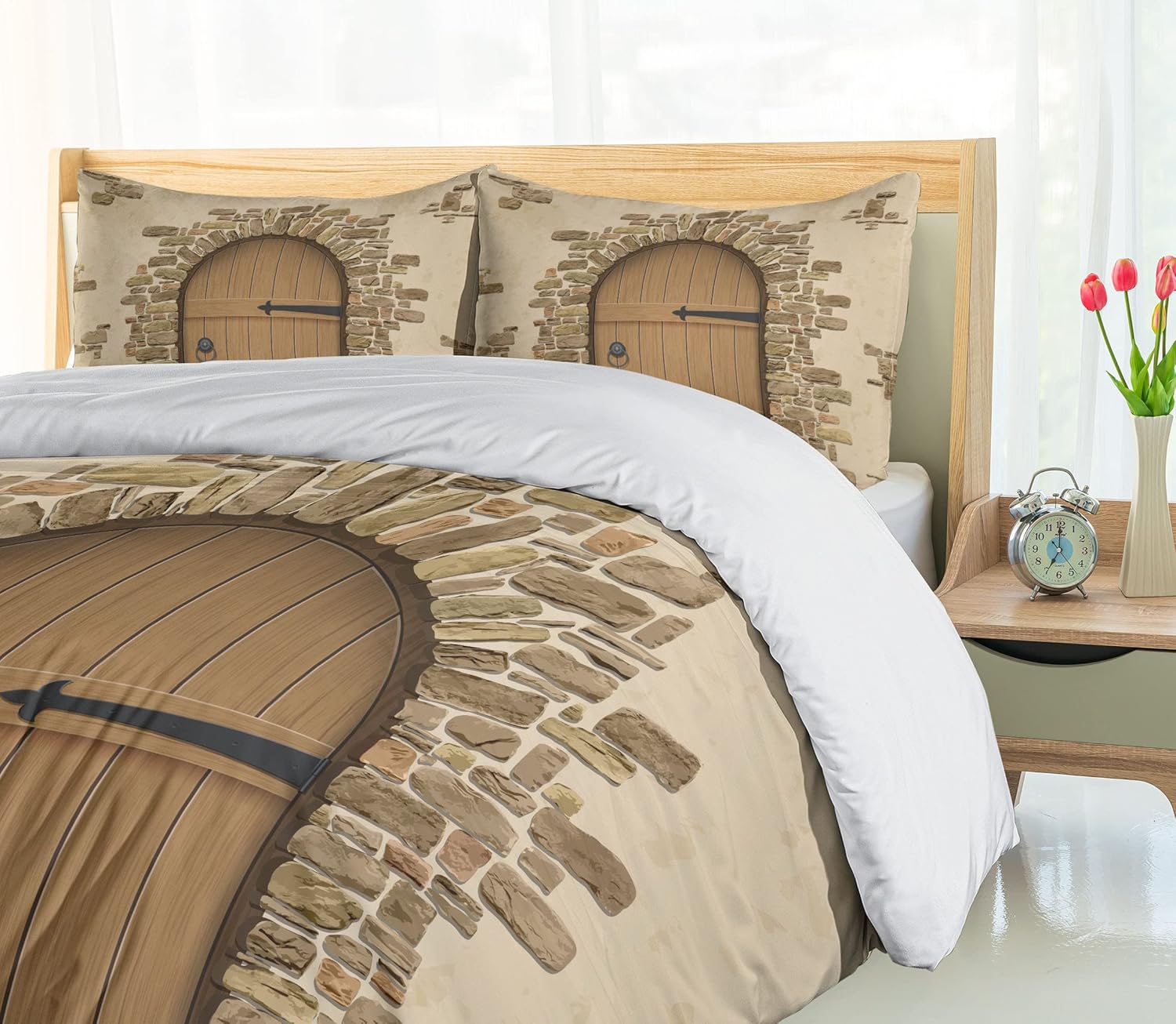 Ambesonne Rustic Duvet Cover Set Twin Size Sand Brown