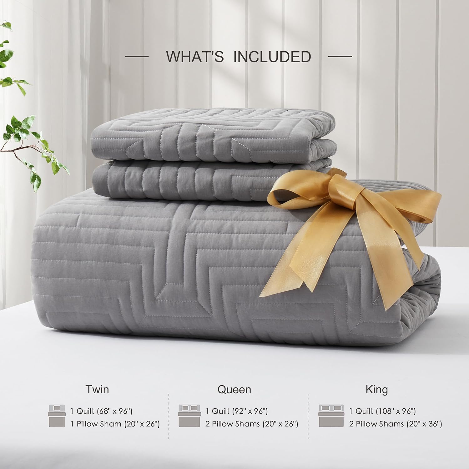 Oli Anderson Grey Queen Quilt Set with Pillow Shams