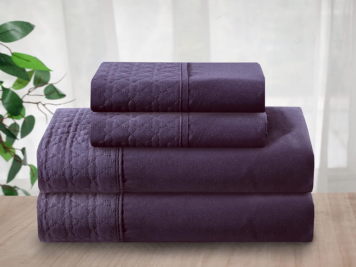 Elegant Comfort 4-Piece Microfiber Sheet Set with Quilted Design