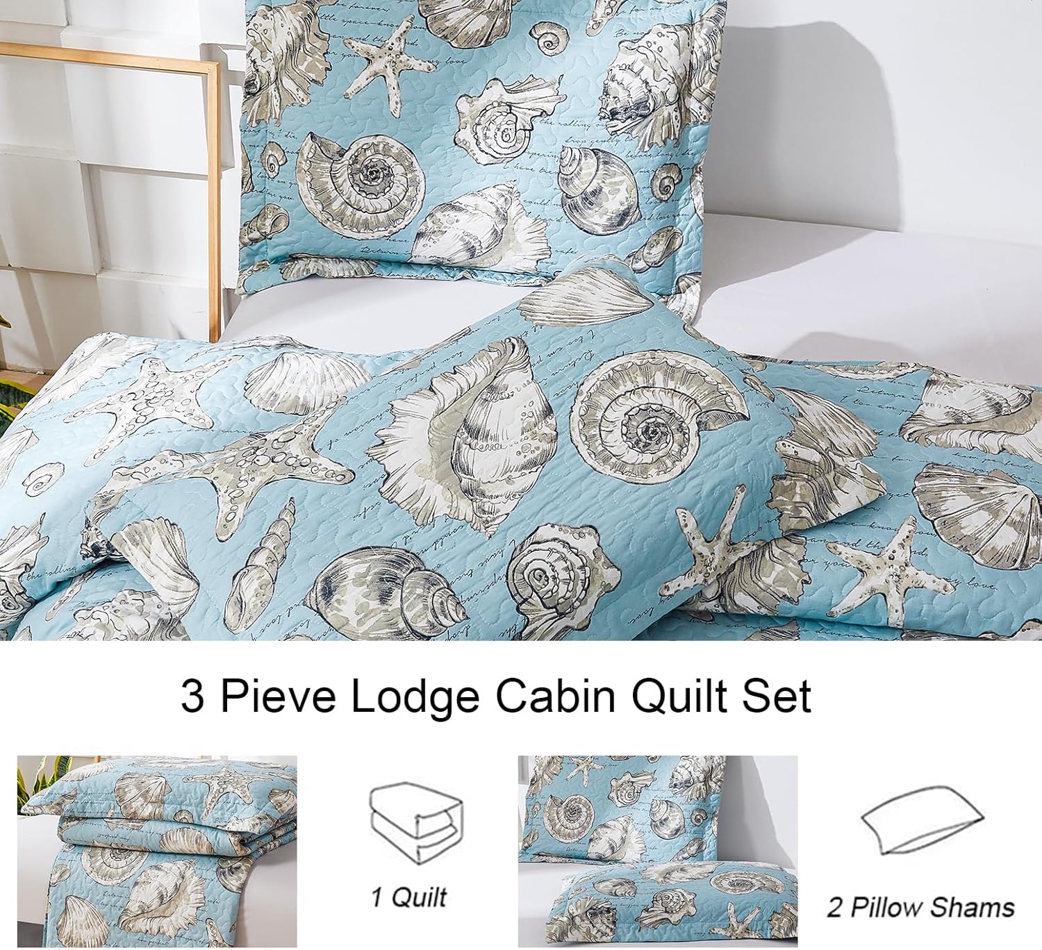 Ycosy Ocean Themed Quilt Set King Size