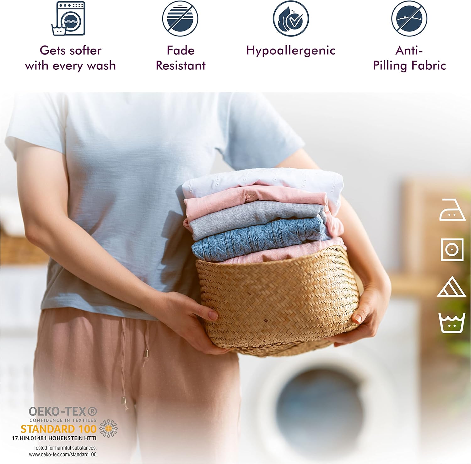 XOOX Linen California King Sheets Set - 4 PC 100 Cotton 500 TC