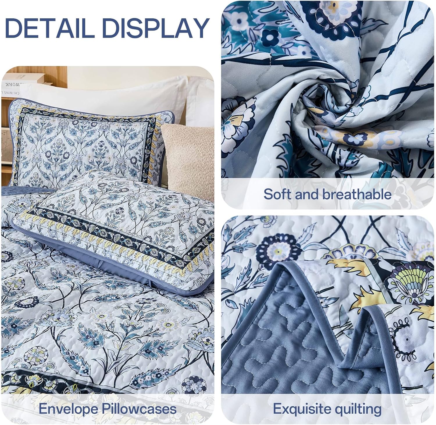 DJY Queen Size Quilt Set with 2 Pillowcases